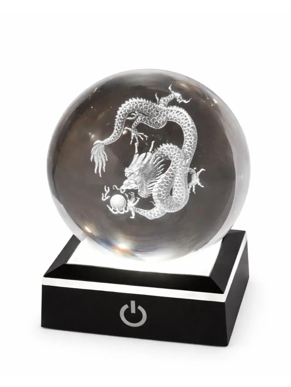3D Dragon Ingraved Crystal Ball Night Light w/4 Steady Colors&Changing Color